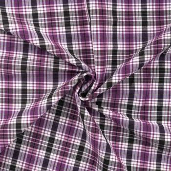 Preview: Polyester-Webware Karo in Pink/Schwarz, Meterware im Detail